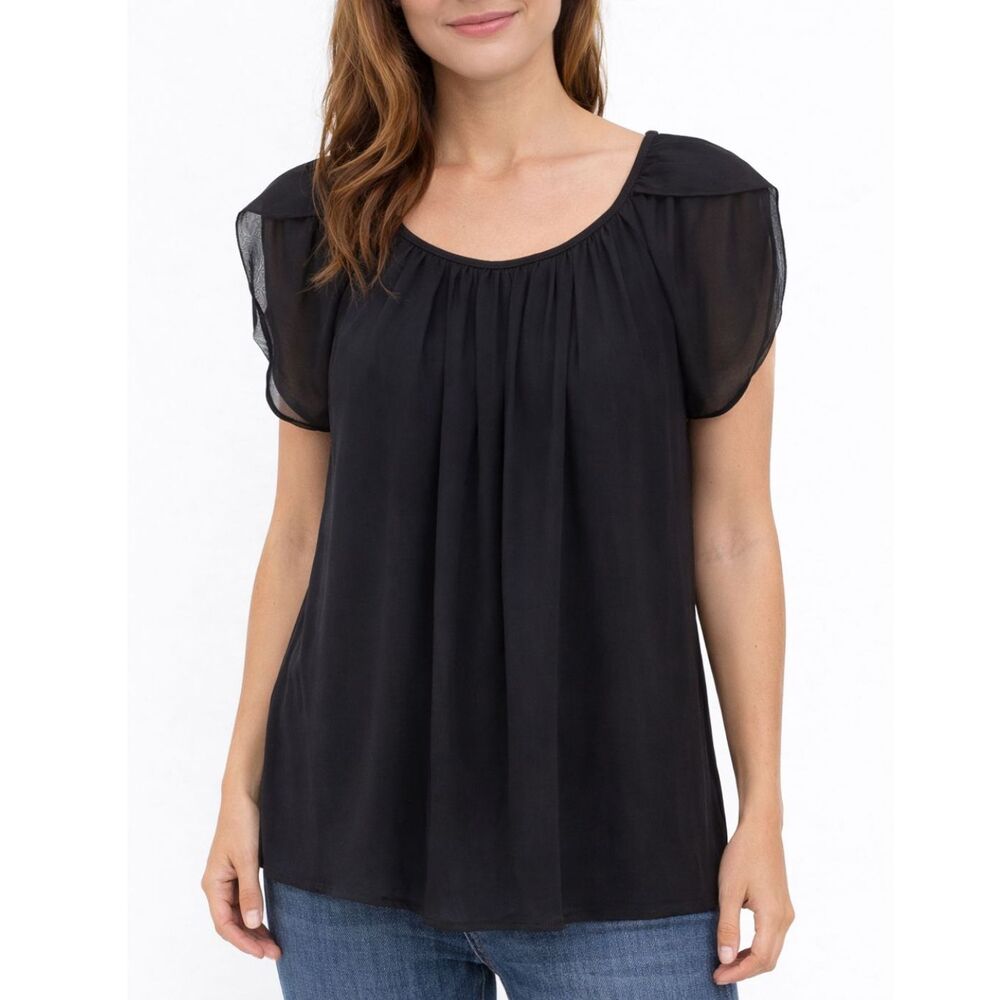 Apostrophe Lightweight Top Short Sleeve Blouse Black S